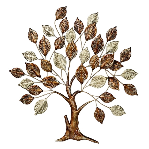 Lavish Tree Metal Wall Art, Hand-Finished & Handpainted Metallic Bronze and Gold