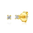 thumbnail image 1 of Lavishe 14K Gold Plated 925 Sterling Silver Brilliant Round Cut Cubic Zirconia Stud Earrings for Women Hypoallergenic Sets 2mm, 1 of 3