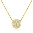 thumbnail image 1 of Lavishe 14K Gold Plated 925 Sterling Silver Cubic Zirconia Disc Necklace With Circle Pendant 12mm Diameter, 18 Inch, 1 of 5