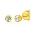 thumbnail image 1 of Lavishe 14K Gold Plated 925 Sterling Silver Cubic Zirconia Round Bezel Set Stud Earrings, 2mm Stone, 1 of 3