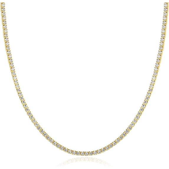 Lavishe 14K Gold Plated 925 Sterling Silver Cubic Zirconia Tennis Choker Necklace, 18 inch