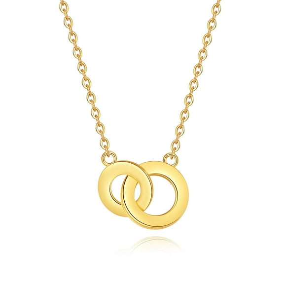 Lavishe 14K Gold Plated 925 Sterling Silver Dainty and Plain Interlock Necklace for Women