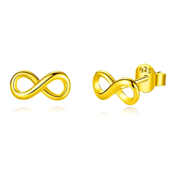 Lavishe 14K Gold Plated 925 Sterling Silver Mini Infinity Stud Earrings