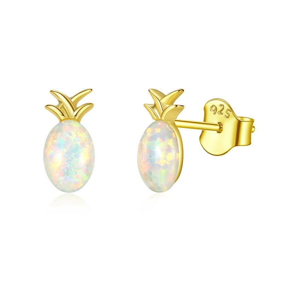 Lavishe 14K Gold Plated 925 Sterling Silver Opal Pineapple Earrings for Women