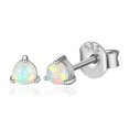 thumbnail image 1 of Lavishe Rhodium Plated 925 Sterling Silver 3mm Round White Opal Stud Earrings for Women, 1 of 4