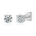 thumbnail image 1 of Lavishe Rhodium Plated 925 Sterling Silver Brilliant Round Cut Cubic Zirconia Stud Earrings for Women Hypoallergenic Sets 5mm, 1 of 3