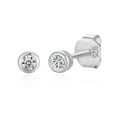 thumbnail image 1 of Lavishe Rhodium Plated 925 Sterling Silver Cubic Zirconia Round Bezel Set Stud Earrings, 2mm Stone, 1 of 3