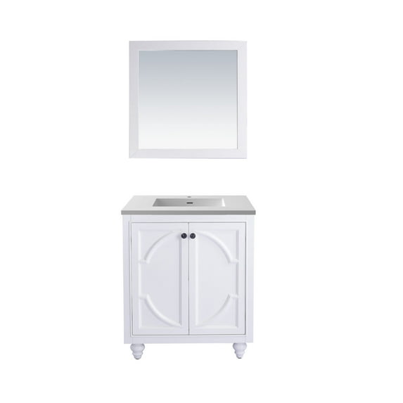 Laviva 313613-30W-MW 30" White Vanity + Matte White VIVA Stone Solid Surface Top
