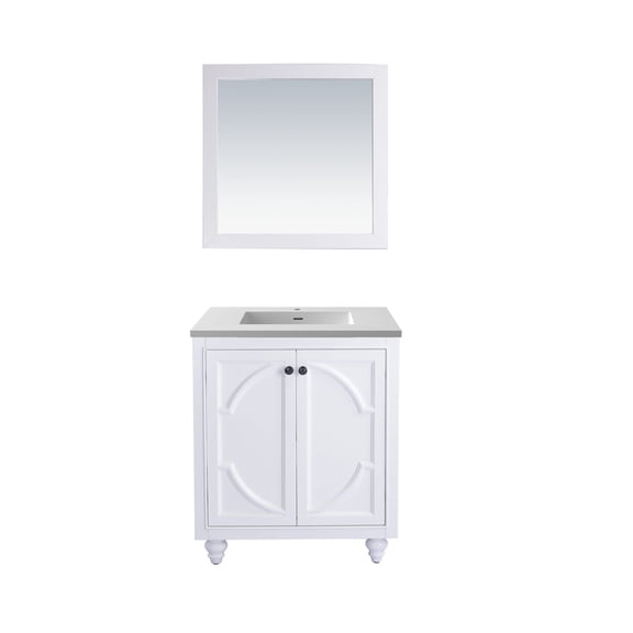 Laviva 313613-30W-MW 30" White Vanity + Matte White VIVA Stone Solid Surface Top