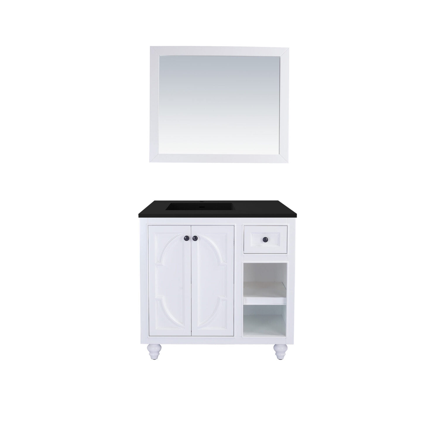 Odyssey - 36 - White Cabinet + Matte Black VIVA Stone Solid