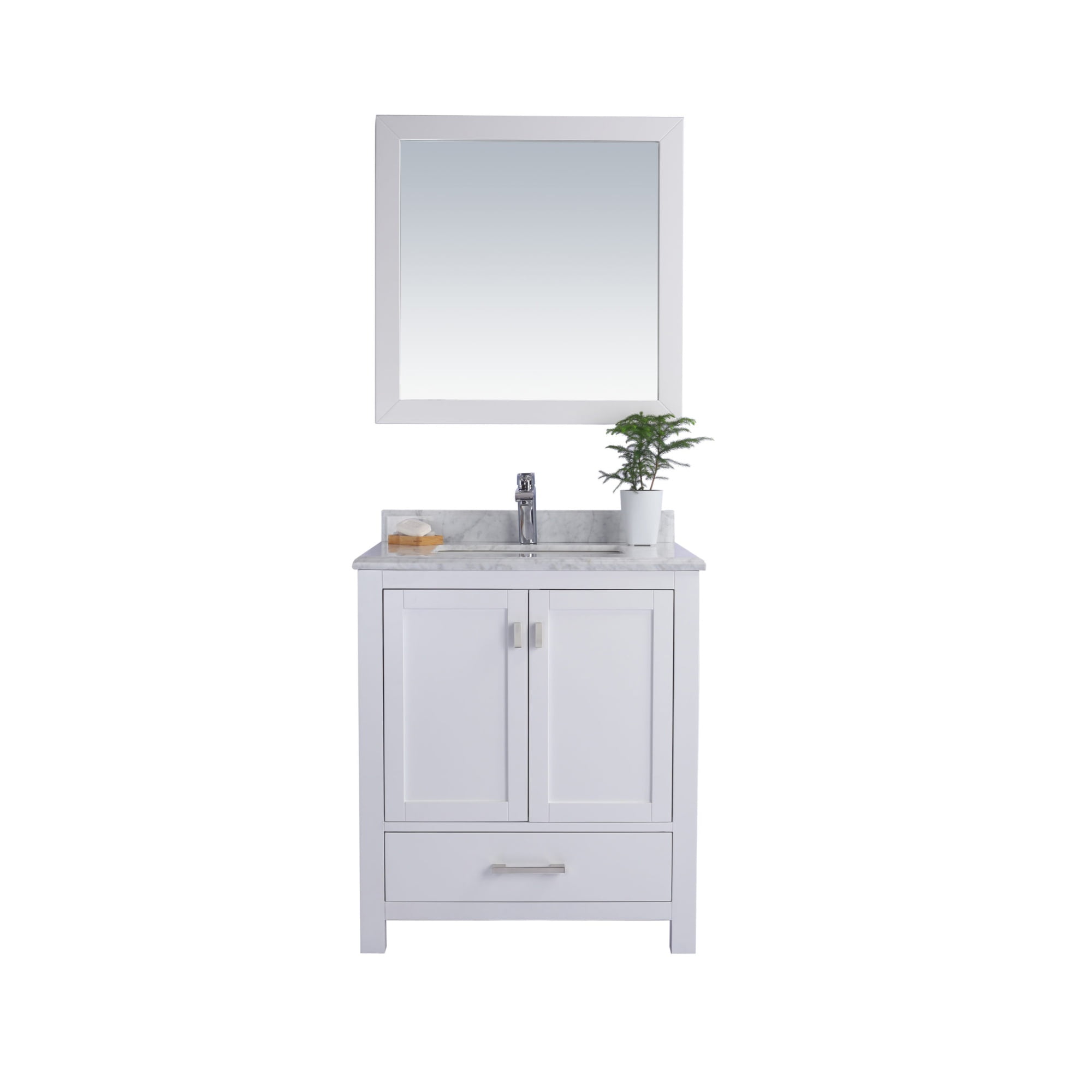 Laviva Wilson 30" Wood Cabinet with Carrara Marble Countertop in White