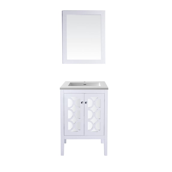 Laviva 313MKSH-24W-MW 24 in. Mediterraneo Bathroom Vanity with VIVA Stone Solid Surface Countertop, White & Matte White