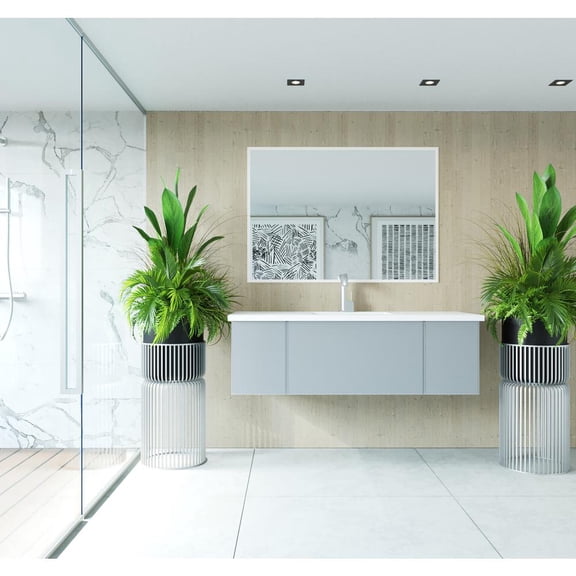 Laviva 313VTR-54FG-MW 54" Fossil Grey Vanity with VIVA Stone Solid Surface Top