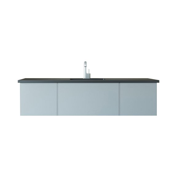 Laviva 313VTR-66FG-MB Vitri 66" Fossil Grey Vanity with VIVA Stone Countertop