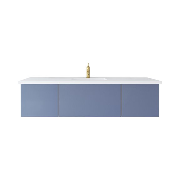 Laviva 313VTR-66NB-MW 66" Nautical Blue Single Vanity with Solid Surface Top