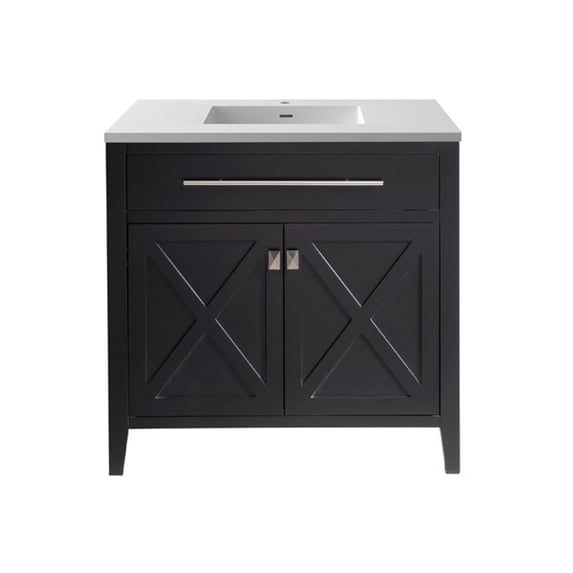 Laviva 313YG319-36E-MW 36" Espresso Vanity + Matte White Stone Solid Surface Top