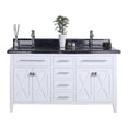 thumbnail image 1 of Laviva Wimbledon 60" Wood Cabinet with Marble Countertop in White/Black, 1 of 7