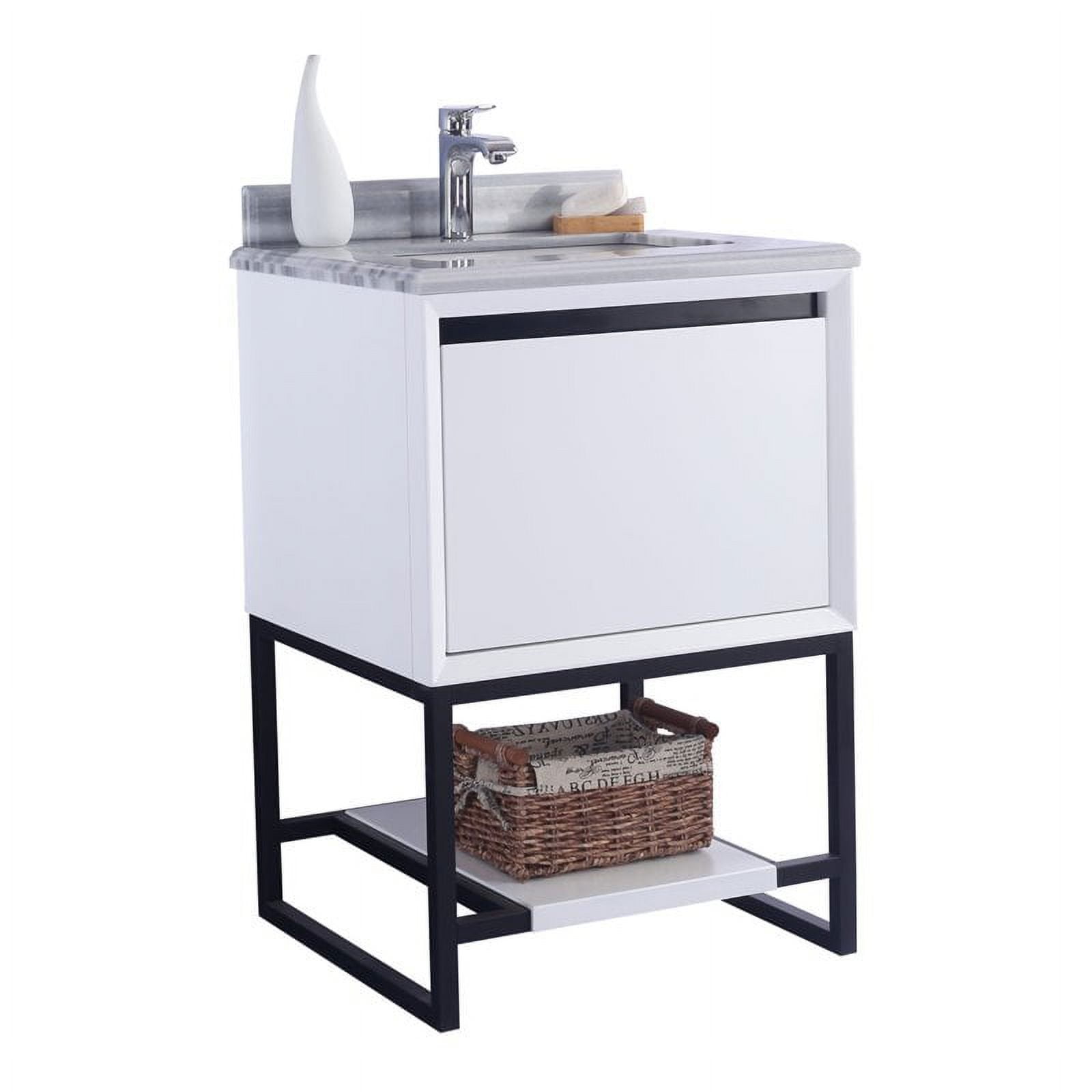 Laviva Alto 24 - White Cabinet White Stripes Marble Countertop