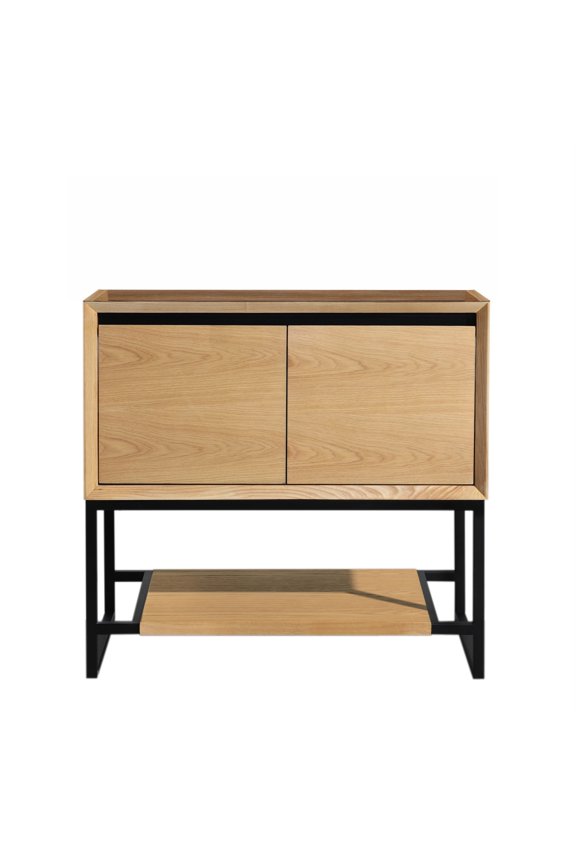 Alto 36" Oak Wood and Stainless Steel Cabinet in California White Oak