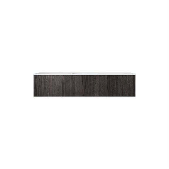Legno 66" Carbon Oak Bathroom Vanity with Matte White VIVA Stone Solid Surface Countertop