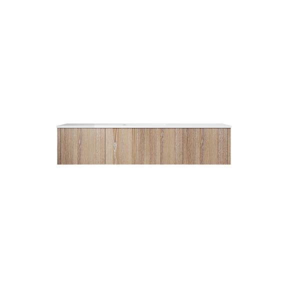 Legno 66" Weathered Grey Bathroom Vanity with Matte White VIVA Stone Solid Surface Countertop