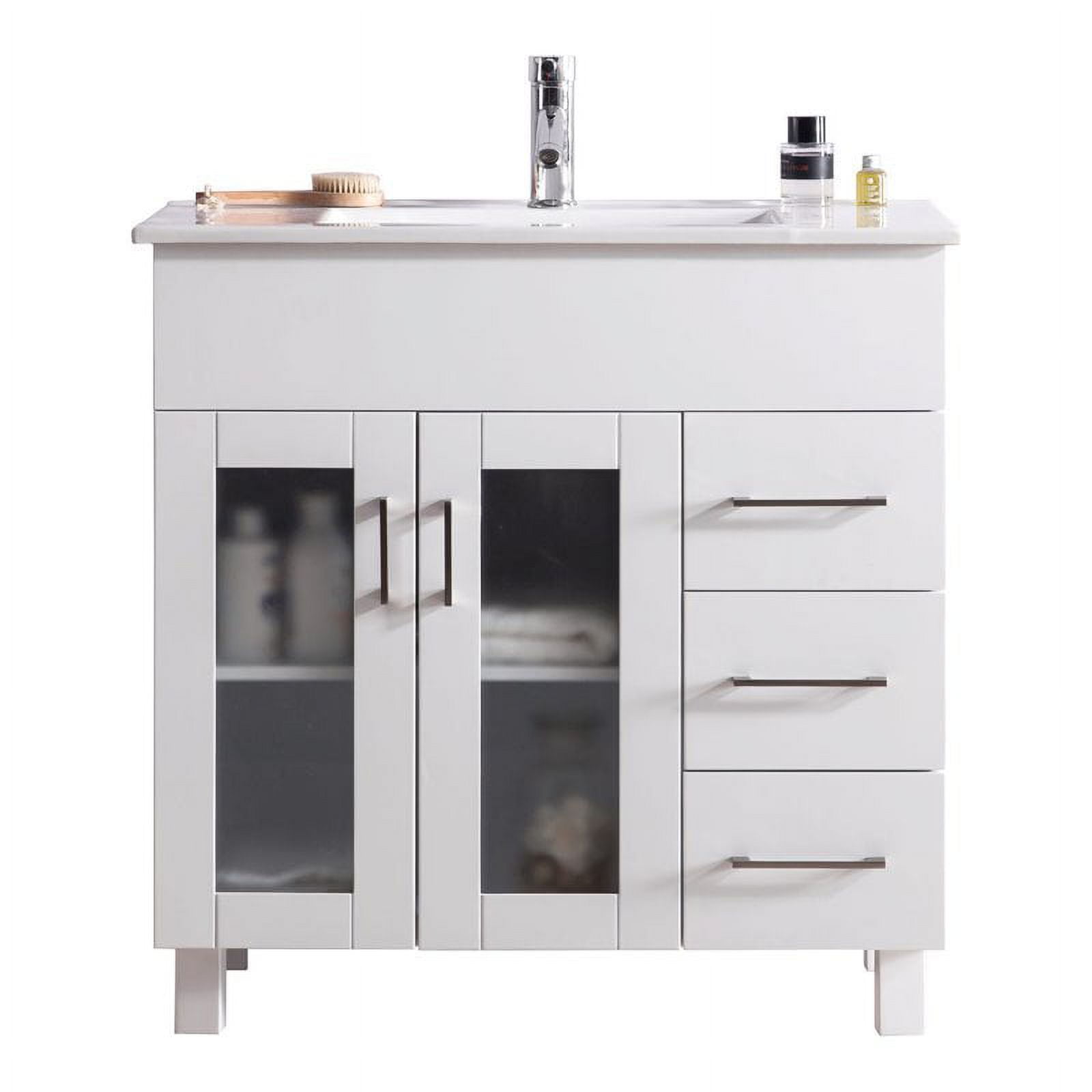 Nova 36" White Ceramic Basin Freestanding Bathroom Vanity