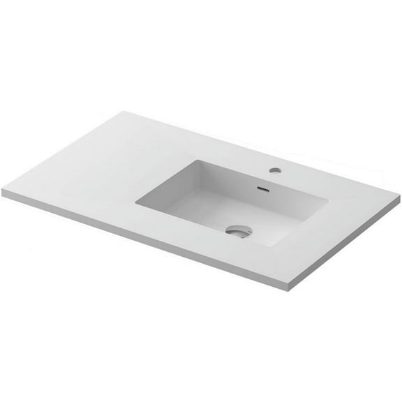 VIVA Stone 36" Right Sink Matte White - Solid Surface Countertop