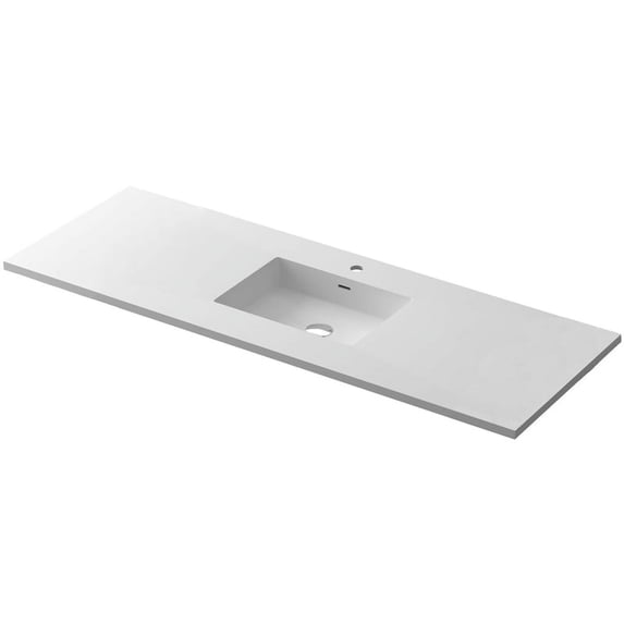 Laviva 313SQ1HSS-54-MW 54 in. Forever VIVA Stone Solid Surface Countertop Bathroom Vanity with Integrated Sink, Matte White