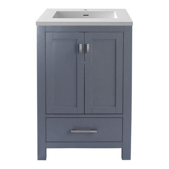 Laviva Wilson 24" Wood Cabinet with VIVA Stone Countertop in Gray/Matte White