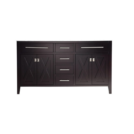 Laviva Wimbledon 60" Transitional Solid Oak Wood Cabinet in Brown