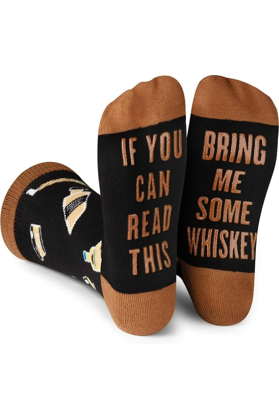 If You Can Read This, Bring Me Funny Socks - Novelty Gifts for Men, Women and Teens One Size Whiskey
