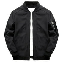 Lavnis Men's Bomber Jacket Sportwear Casual Full Zipper Coat Lightweight Autumn Outdoor Long Sleeve Black XL