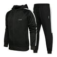 thumbnail image 1 of Lavnis Men's Hooded Casual Tracksuits Solid Color Full Zip Long Sleeve Leisure Fashion Athletic Jogging Running Sweatsuits Set Black L, 1 of 5