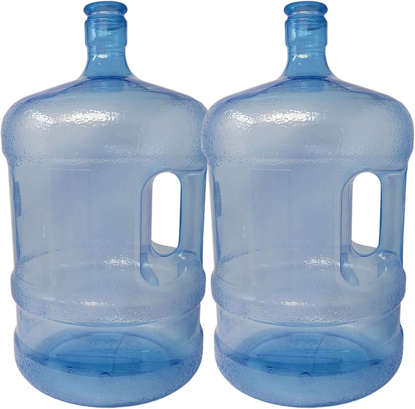 LavoHome 5 Gallon Crown Top Reusable Plastic Water Bottles Containers Jugs with Easy Grip Handle for Home and Office, Tailgating, & Camping (2 PACK)