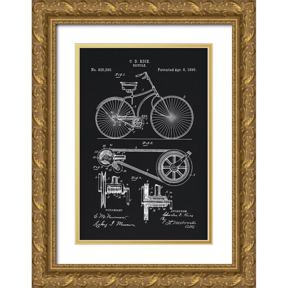 Lavoie, Tina 11x14 Gold Ornate Wood Framed with Double Matting Museum Art Print Titled - 1890 Bicycle