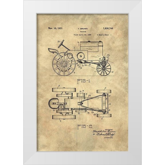 Lavoie, Tina 11x14 White Modern Wood Framed Museum Art Print Titled - Tractor Blueprint - Industrial Farmhouse