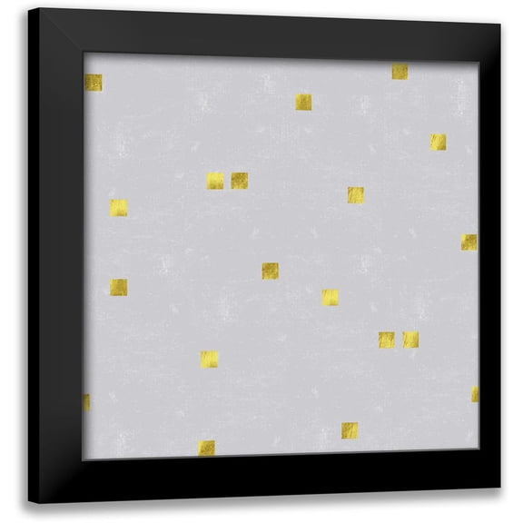 Lavoie, Tina 12x12 Black Modern Framed Museum Art Print Titled - Grey Linen Golden Squares Confetti