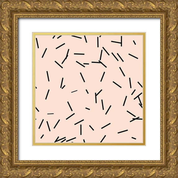 Lavoie, Tina 12x12 Gold Ornate Wood Framed with Double Matting Museum Art Print Titled - Angel Pink Black Matchstick Confetti