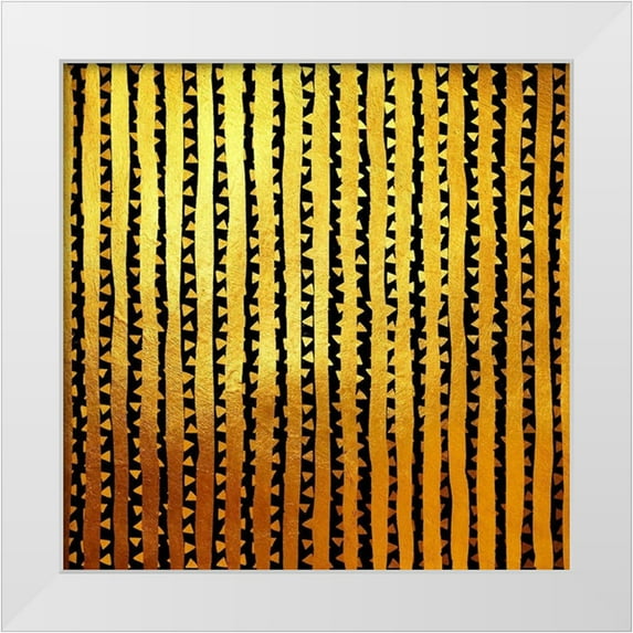 Lavoie, Tina 12x12 White Modern Wood Framed Museum Art Print Titled - Golden Tribal Vertical