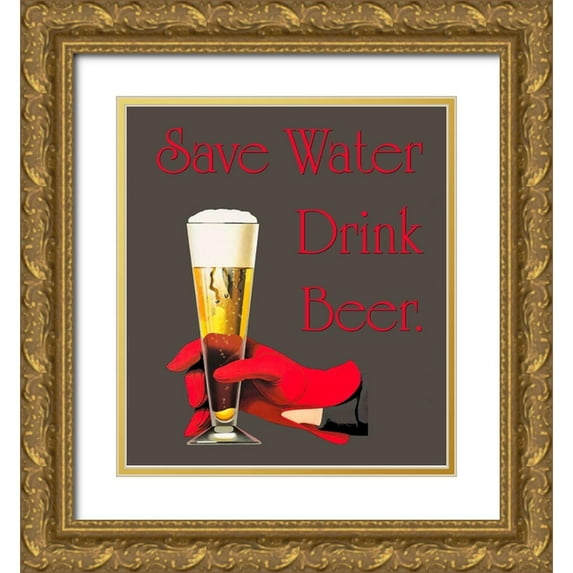 Lavoie, Tina 12x13 Gold Ornate Wood Framed with Double Matting Museum Art Print Titled - Save Water Drink Beer