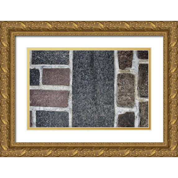Lavoie, Tina 14x10 Gold Ornate Wood Framed with Double Matting Museum Art Print Titled - Old Montreal Cobblestone Walk 01