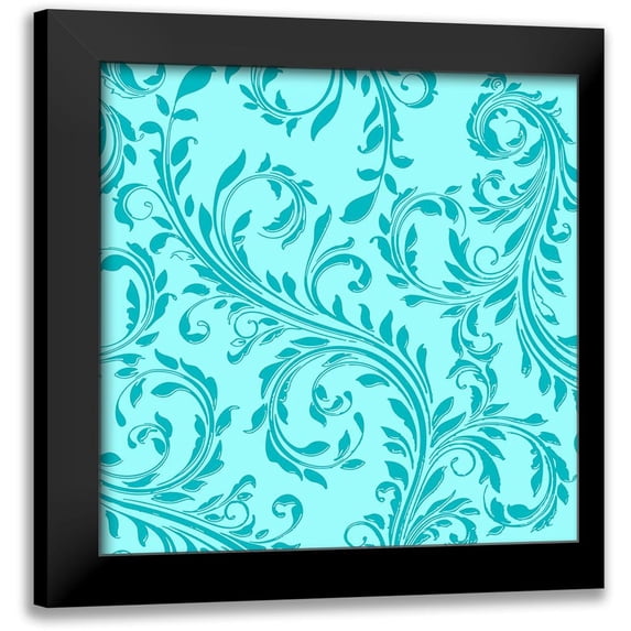 Lavoie, Tina 15x15 Black Modern Framed Museum Art Print Titled - Aqua Teal Damask