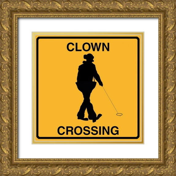 Lavoie, Tina 15x15 Gold Ornate Wood Framed with Double Matting Museum Art Print Titled - Clown Crossing
