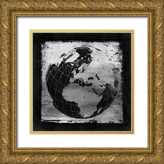 Lavoie, Tina 15x15 Gold Ornate Wood Framed with Double Matting Museum Art Print Titled - Silver Vintage earth With Grid Lines