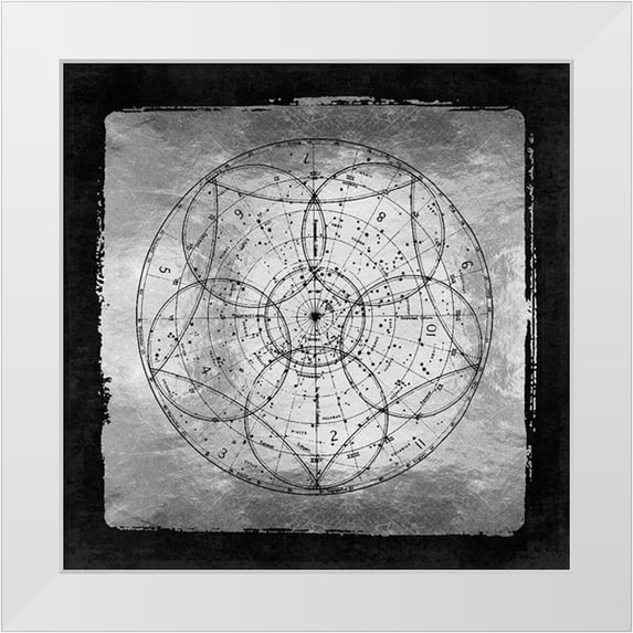 Lavoie, Tina 15x15 White Modern Wood Framed Museum Art Print Titled - Silver Vintage Star Chart Sky Map 1880