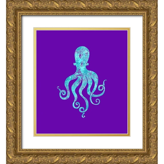 Lavoie, Tina 15x16 Gold Ornate Wood Framed with Double Matting Museum Art Print Titled - Sponge Octopus Aqua