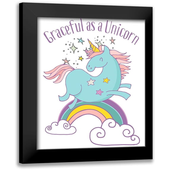 Lavoie, Tina 15x17 Black Modern Framed Museum Art Print Titled - Graceful As A Unicorn Tee