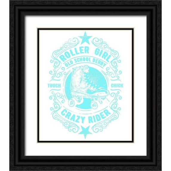 Lavoie, Tina 15x17 Black Ornate Wood Framed with Double Matting Museum Art Print Titled - Roller Girl Aqua Tee