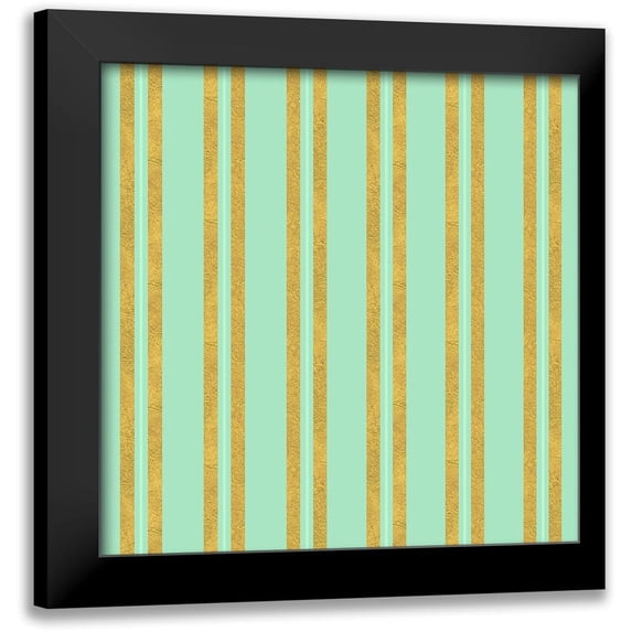 Lavoie, Tina 20x20 Black Modern Framed Museum Art Print Titled - Golden Mint Stripes 2