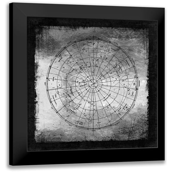 Lavoie, Tina 20x20 Black Modern Framed Museum Art Print Titled - Silver Vintage Northern night sky constellation map
